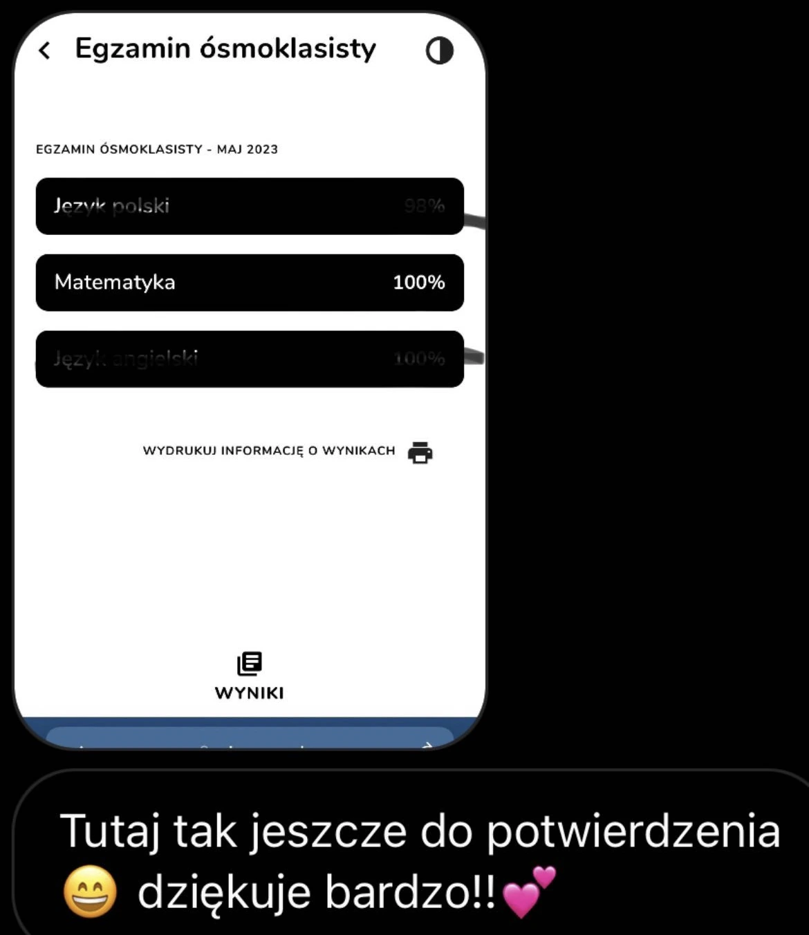 Wynik 100 procent z matematyki i podziękowanie uczennicy