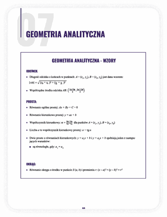 Strona z działem Geometria analityczna
