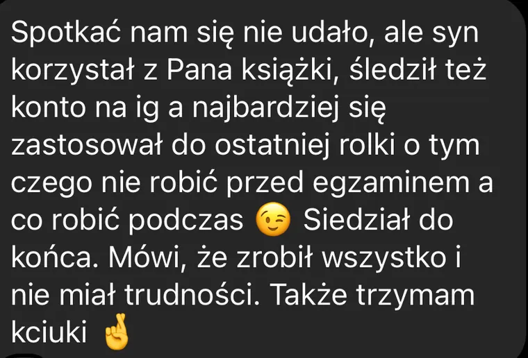 Wiadomość od rodzica ucznia korzystającego z książki