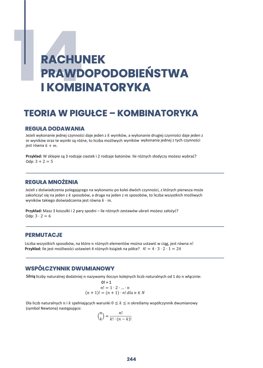 Podgląd strony z teorią rachunku prawdopodobieństwa