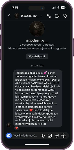 Wiadomość maturzystki o książce do rozszerzenia