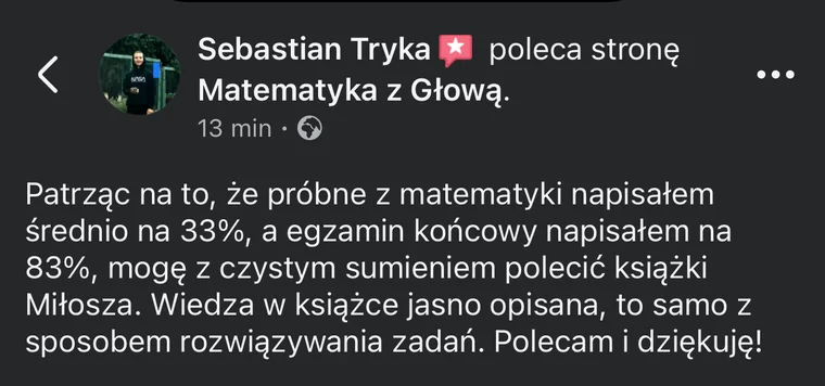 Post z rekomendacją materiałów Matematyki z Głową