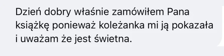 Wiadomość od osoby, która zamówiła materiały z polecenia