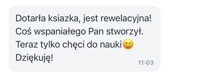 Wiadomość ucznia po otrzymaniu materiałów
